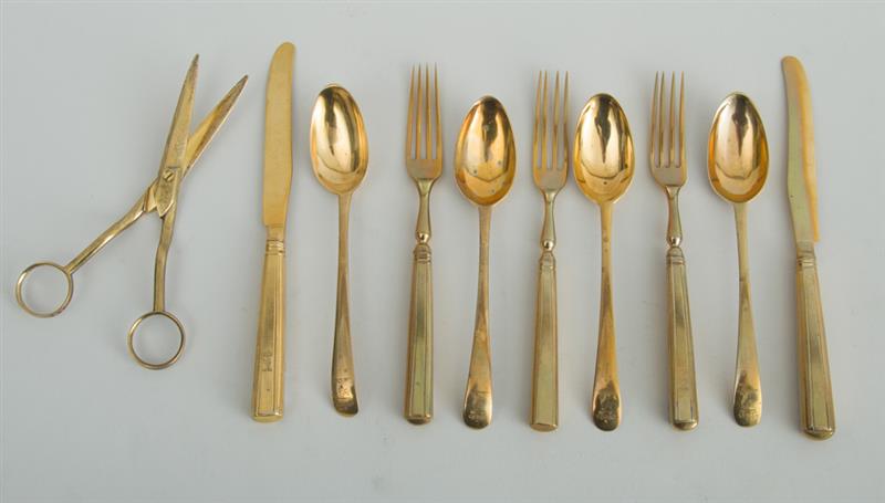 Appraisal: ENGLISH CRESTED GILT-METAL THIRTY-SIX-PIECE PART DESSERT SERVICE Comprising eleven in