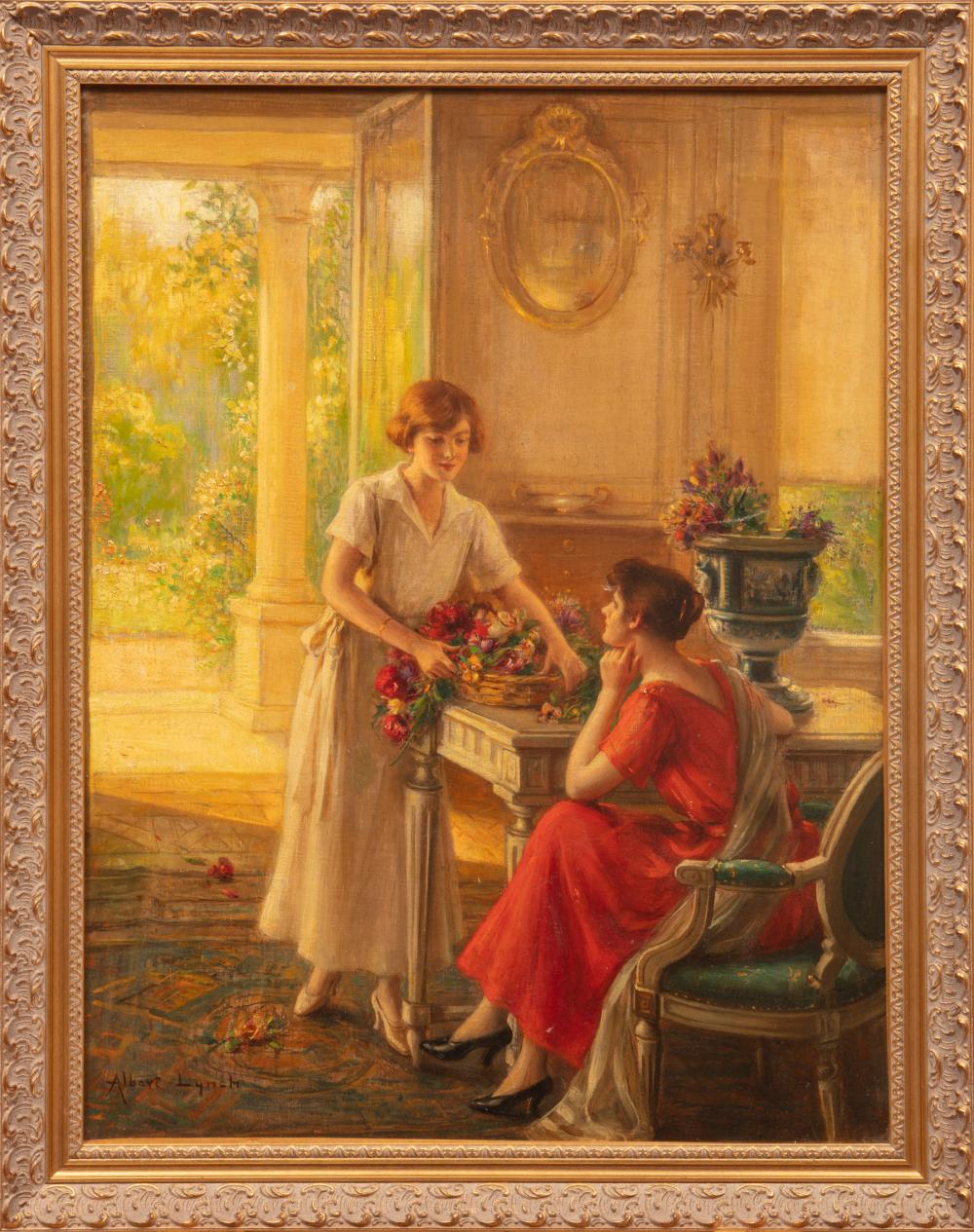 Appraisal: Albert Lynch Peruvian Paris - Arranging Flowers oil on canvas