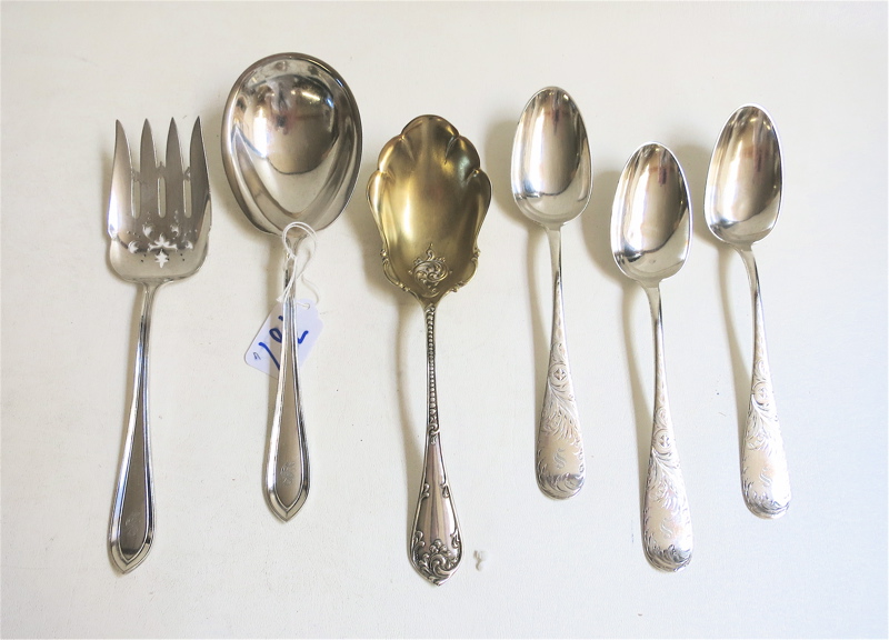 Appraisal: SIX STERLING SILVER FLATWARE PIECES set of large tablespoons L