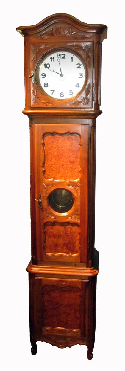 Appraisal: French burl walnut carved tall case clock early th century