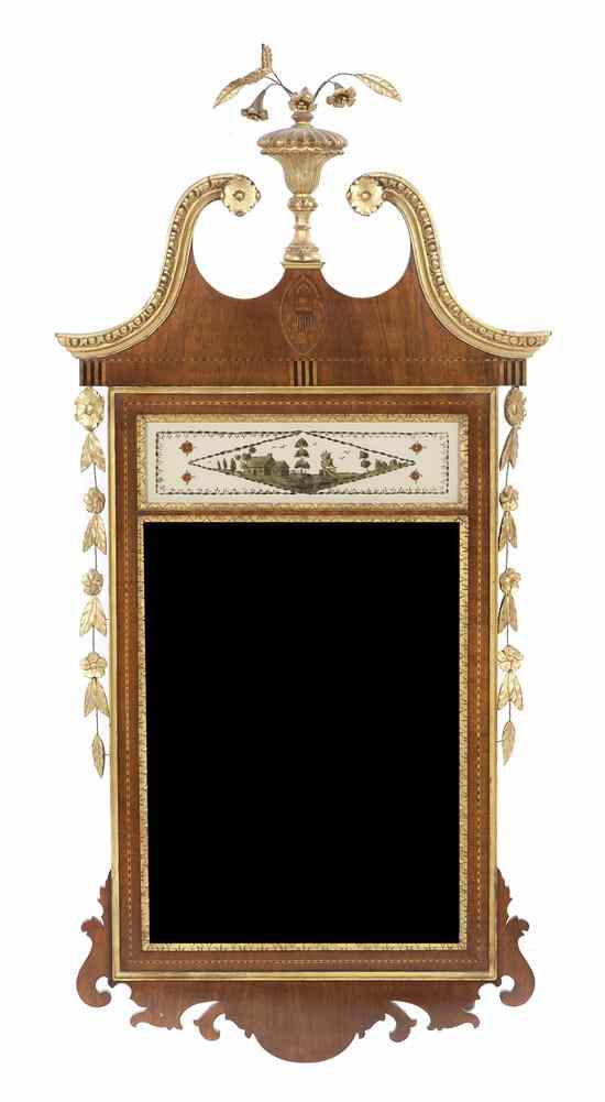 Appraisal: A Federal Style Mahogany and Parcel Gilt Mirror having an