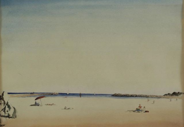 Appraisal: RYAN Donald Watercolor La Plage a Beaulieu Initialed and dated