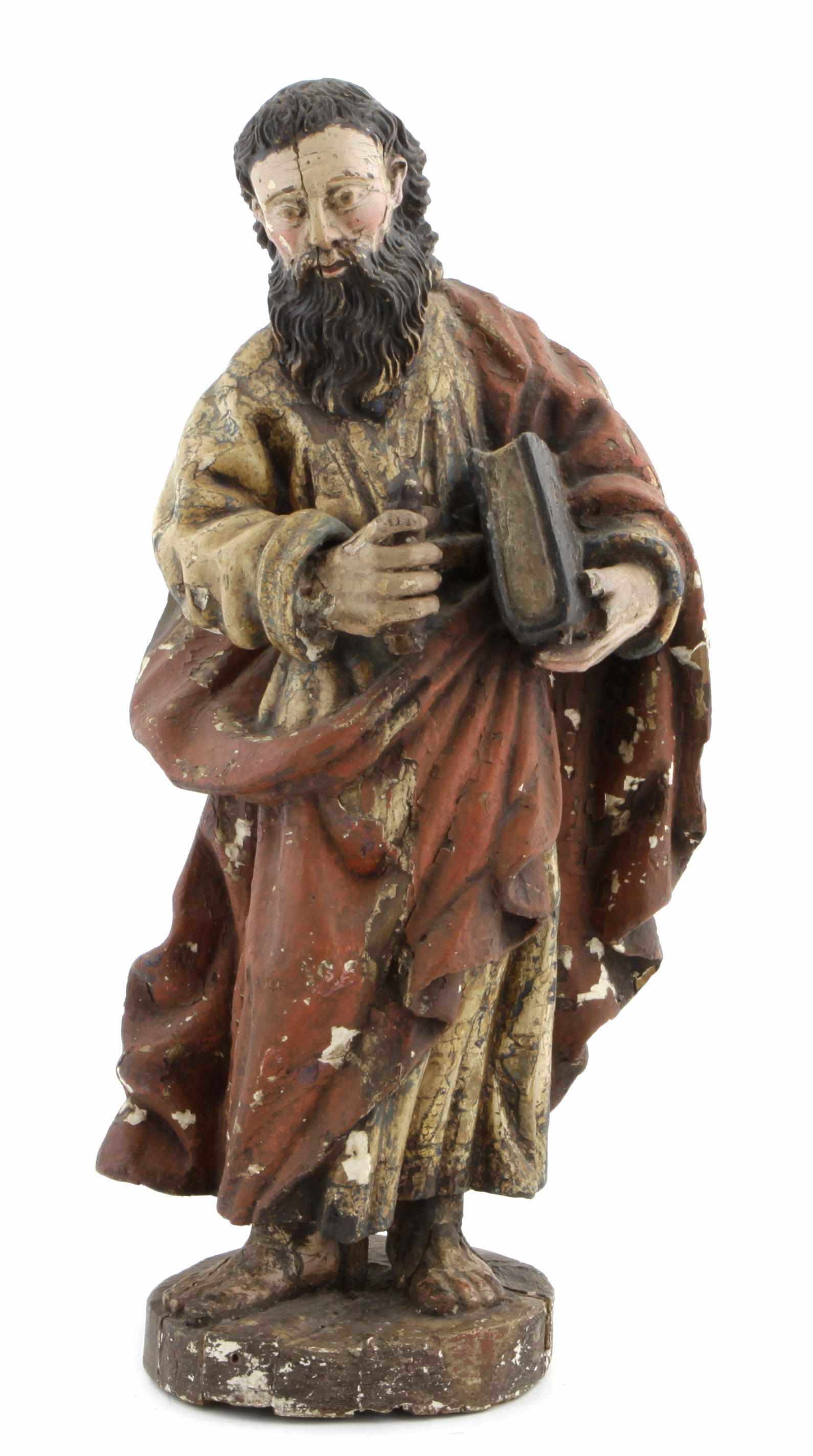 Appraisal: A Spanish polychrome decorated carved wood figure of a saint