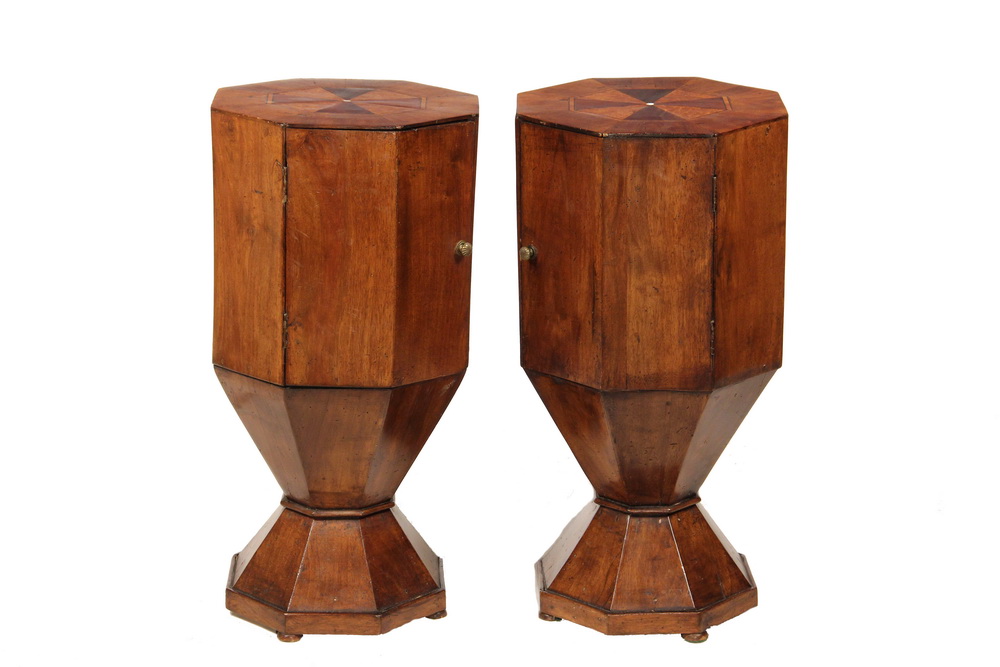 Appraisal: PAIR OF EMPIRE BED STANDS - Octagonal Stands in mahogany