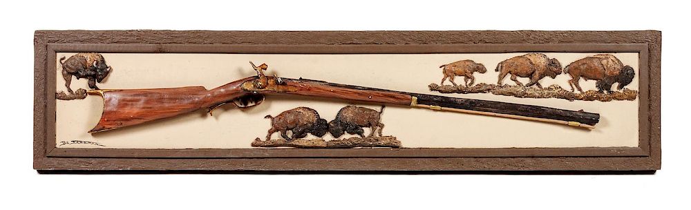 Appraisal: Bill Freeman American - Bison and Rifle Wall Plaque Bill