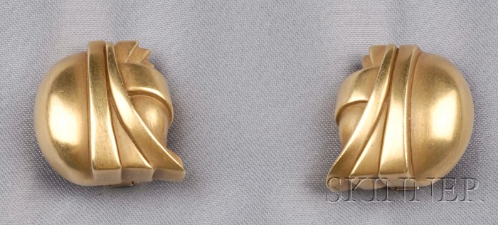 Appraisal: kt Gold Earclips Kieselstein-Cord of abstract form dwt lg in