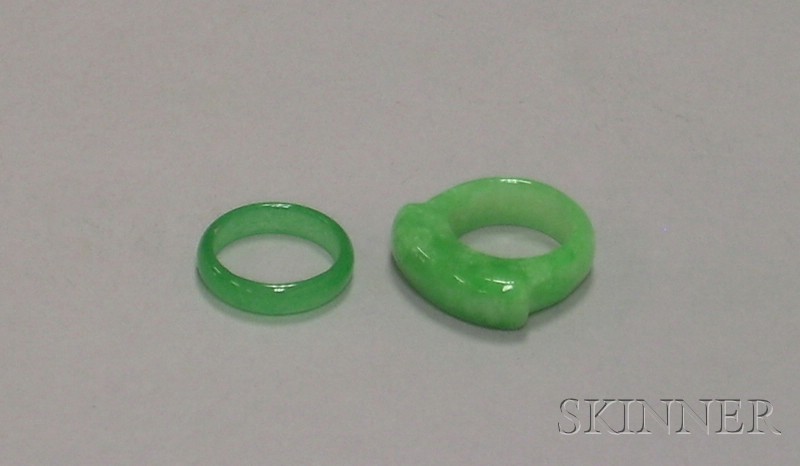 Appraisal: Two Carved Jade Rings one saddle ring