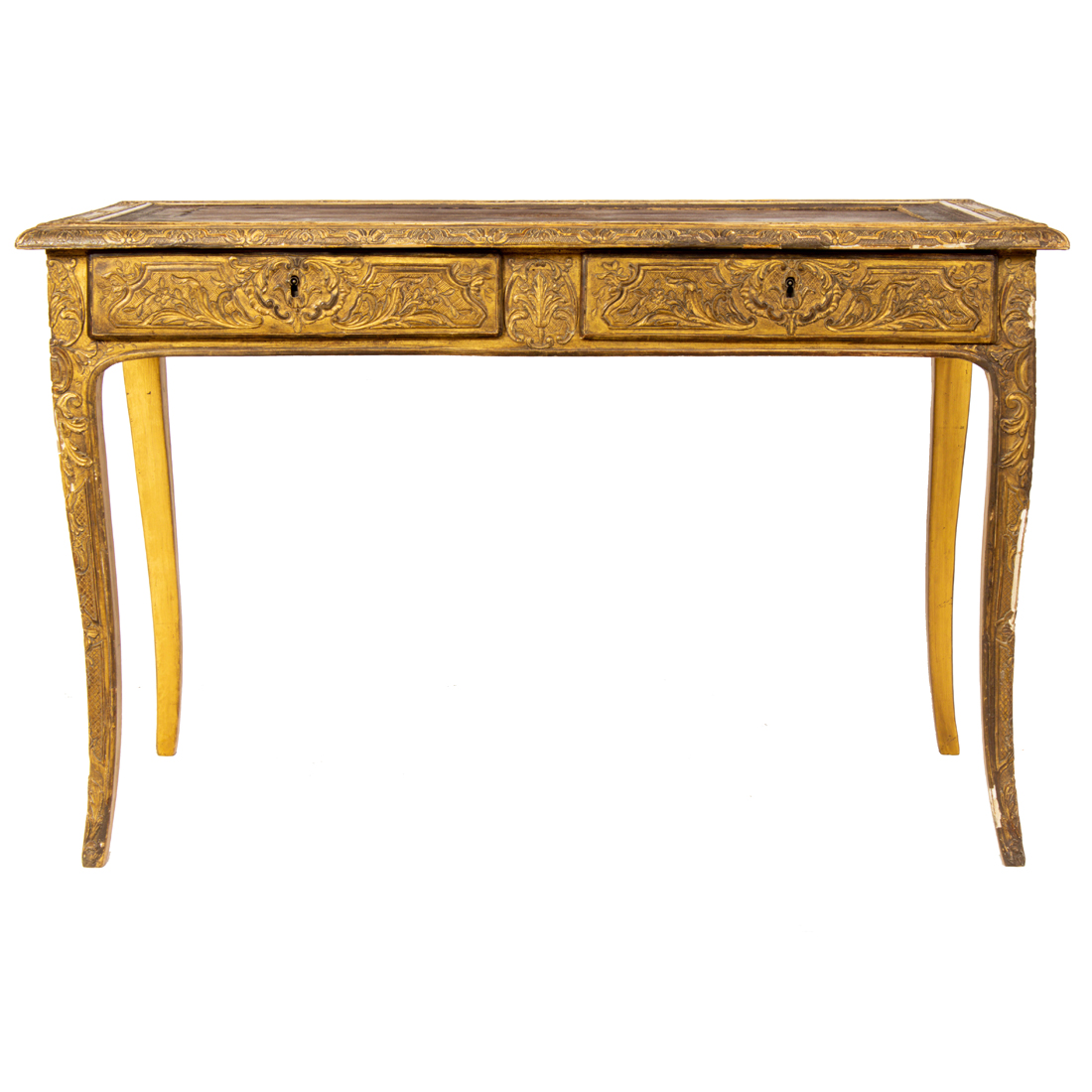 Appraisal: A LOUIS XVI STYLE GILT GESSO DESK A Louis XVI