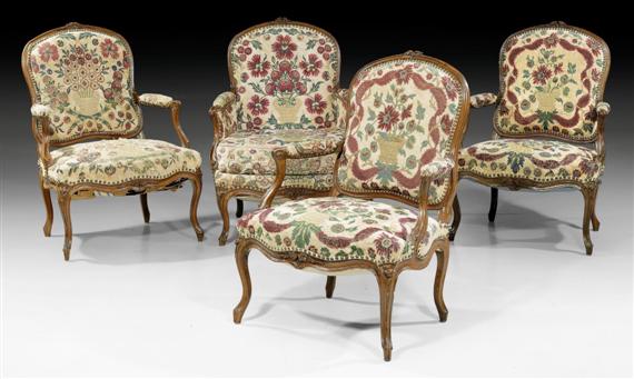 Appraisal: SMALL SUITE OF FURNITURE Louis XV in the style of