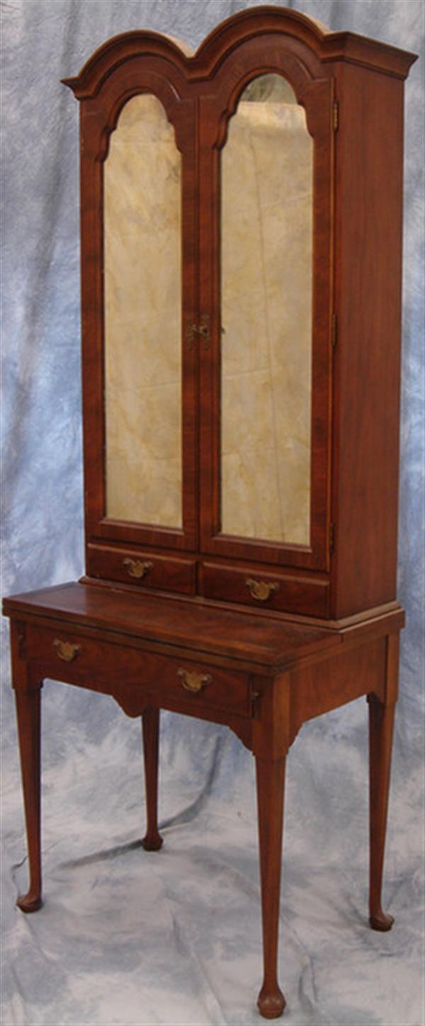 Appraisal: Baker Milling Road walnut Queen Anne bookcase top ladies desk