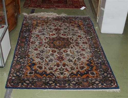 Appraisal: ISFAHAN old White central field decorated with colourful plants and