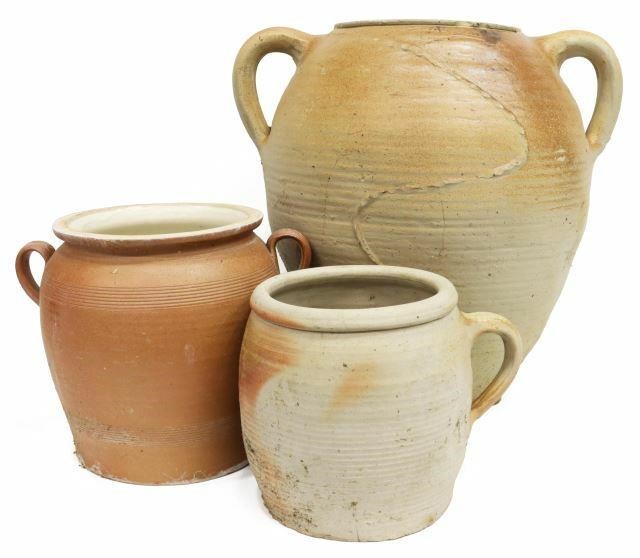 Appraisal: lot of French earthenware pottery crocks pots late th early