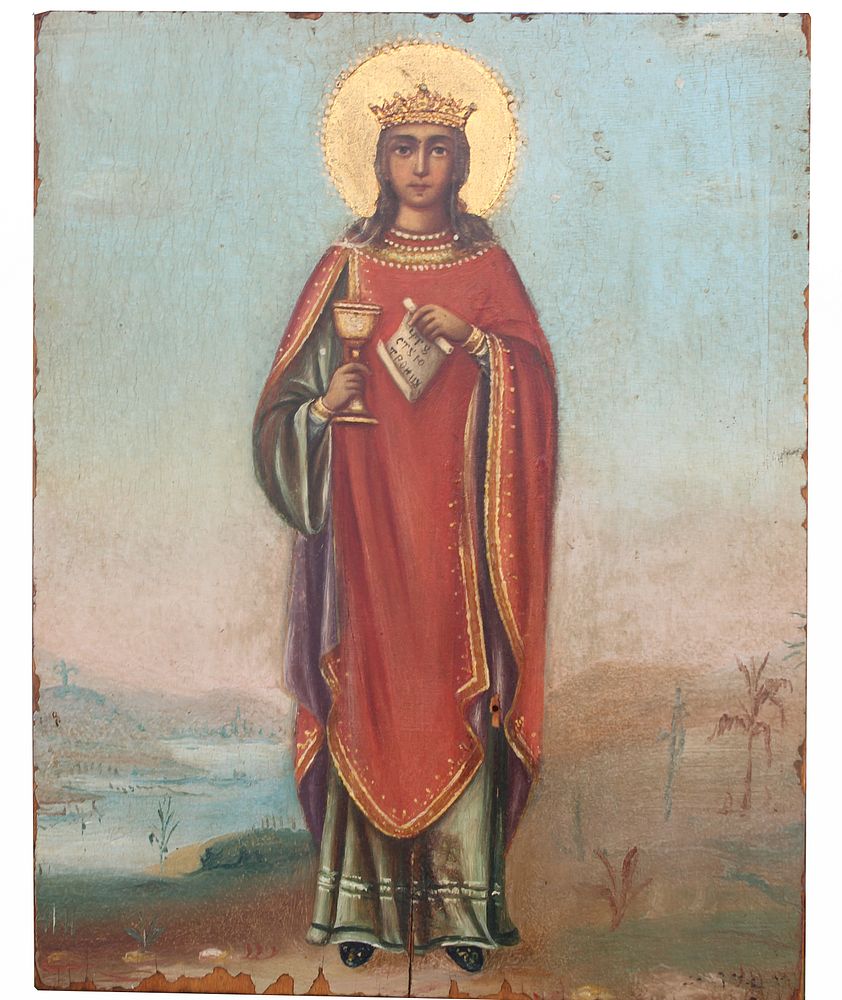 Appraisal: Exhibited Russian Icon The Great Martyr Barbara Exhibited Antique Russian