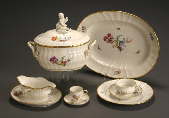 Appraisal: Berlin Porcelain Floral Decorated Dinner Service Last Half th Century