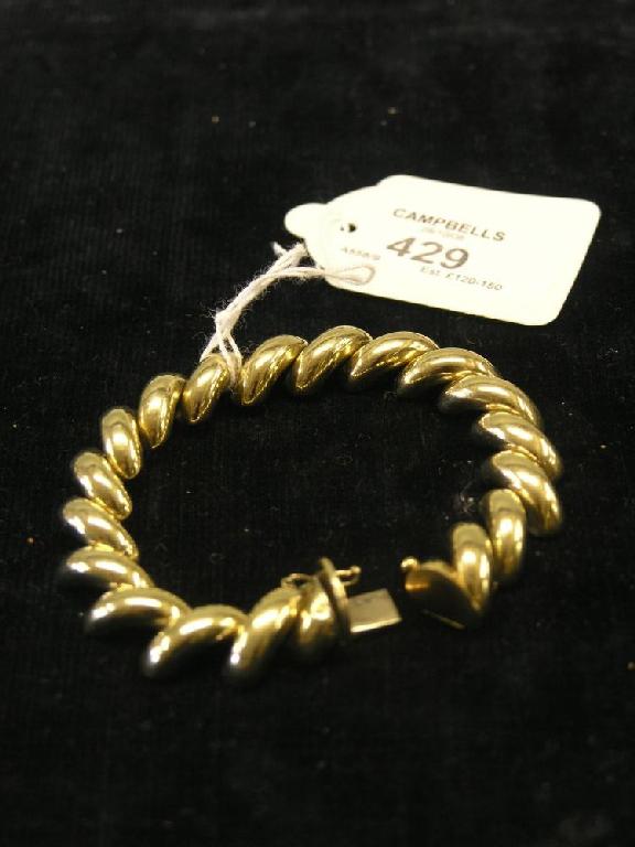 Appraisal: A ct gold hollow link bracelet grams in box -