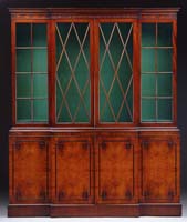 Appraisal: FINE TWO PART MAHOGANY BREAKFRONT Mid th Century Fine reproduction