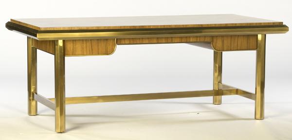 Appraisal: MASTERCRAFT Exotic wood veneer and brass single-drawer desk en suite