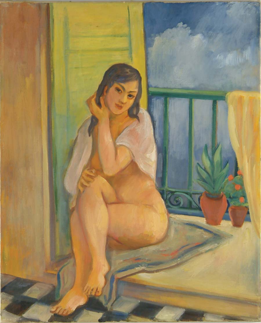 Appraisal: BERNARD KARFIOL American - SEATED NUDE Oil on canvas scene