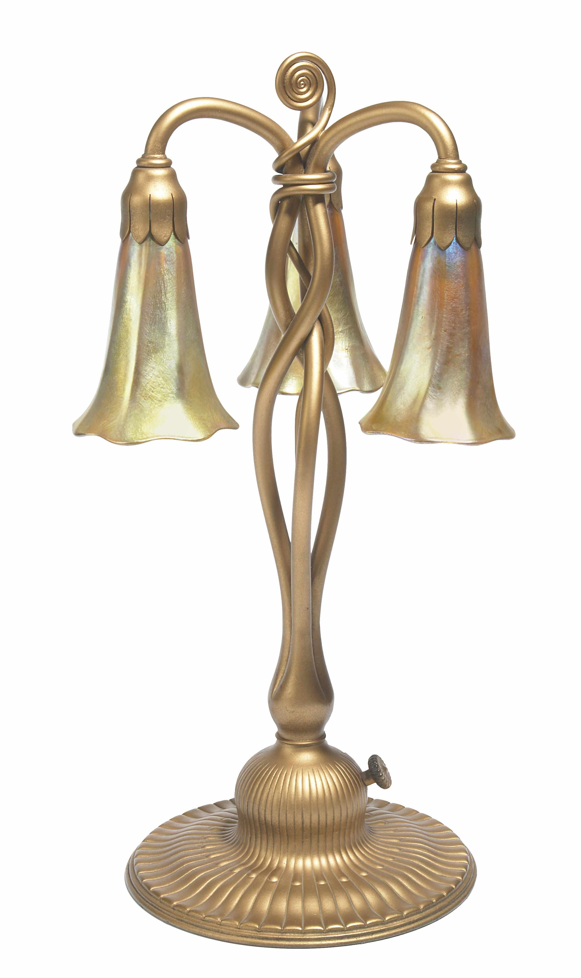 Appraisal: A Tiffany Studios Favrile glass and patinated bronze three light