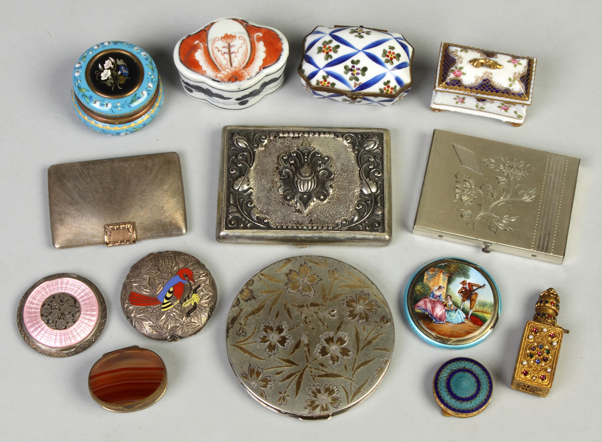 Appraisal: Group of Various Enameled Porcelain Silver Boxes