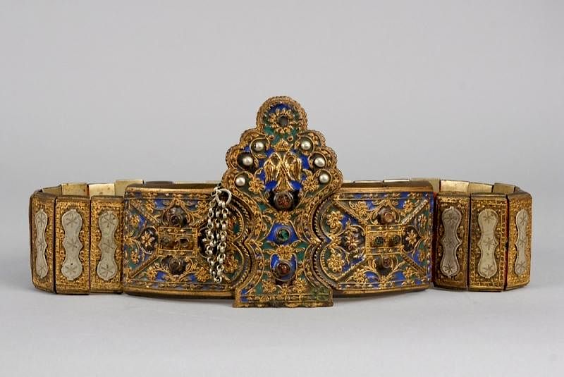 Appraisal: A GREEK OTTOMAN ENAMELED WEDDING BELT with GLASS SETS c