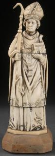 Appraisal: FRENCH CARVED IVORY BISHOP TH CENTURY A FINELY CARVED FIGURE