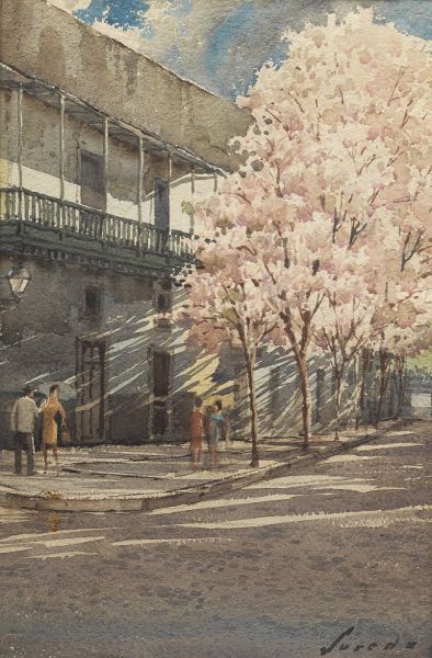 Appraisal: GUILLERMO SUREDA ARBELO SPANISH - x Cherry blossoms Watercolor on