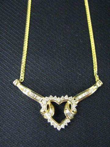 Appraisal: Diamond Necklace baguette round diamonds with heart design long