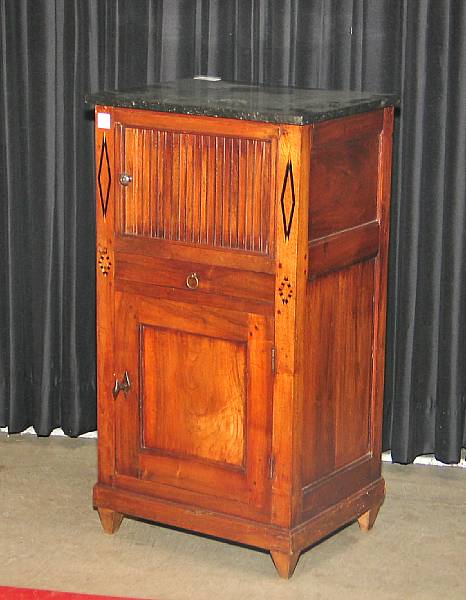 Appraisal: A Continental Neoclassical parcel ebonized walnut side cabinet early th