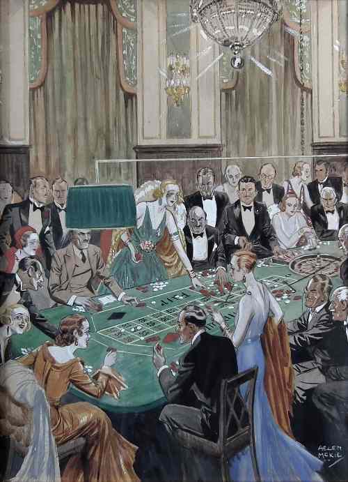 Appraisal: Helen Mckie - - Watercolour and gouache - Casino scene