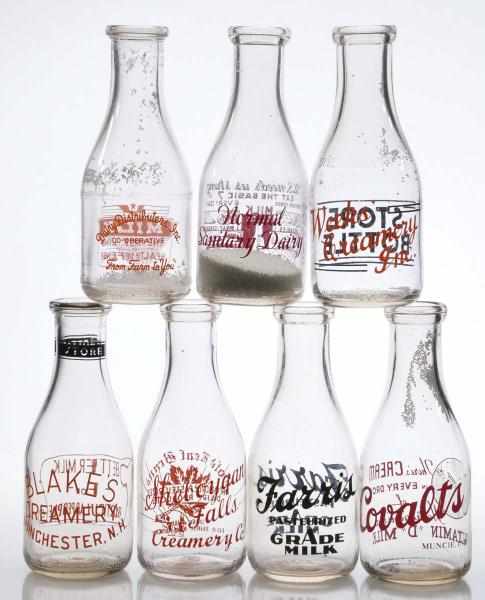 Appraisal: Lot of Milk Bottles from Various Locations Description Lot includes