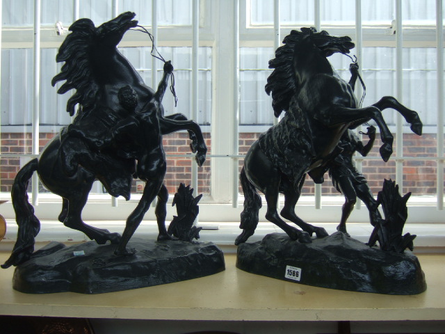 Appraisal: A pair of painted Spelter Marley horses cm high