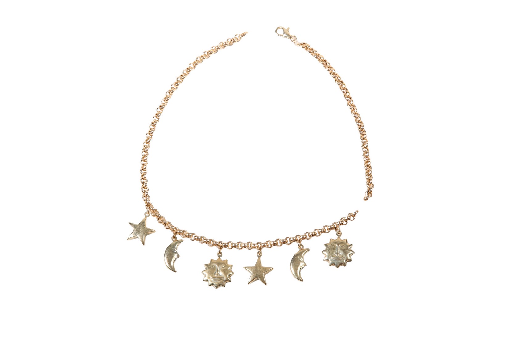 Appraisal: K Moon sun star necklace and bracelet Italian link necklace