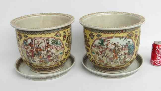 Appraisal: Pair Asian porcelain planters '' Diameter '' Ht