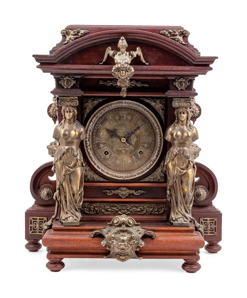 Appraisal: An Ansonia Senator Gilt Metal Mounted Mahogany Mantel Clock An