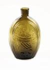 Appraisal: FEDERALIST PERIOD GLASS FLASK - Ovoid Mold Blown Moss Green