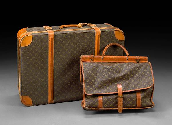 Appraisal: A Louis Vuitton soft side suitcase late th century Decorated