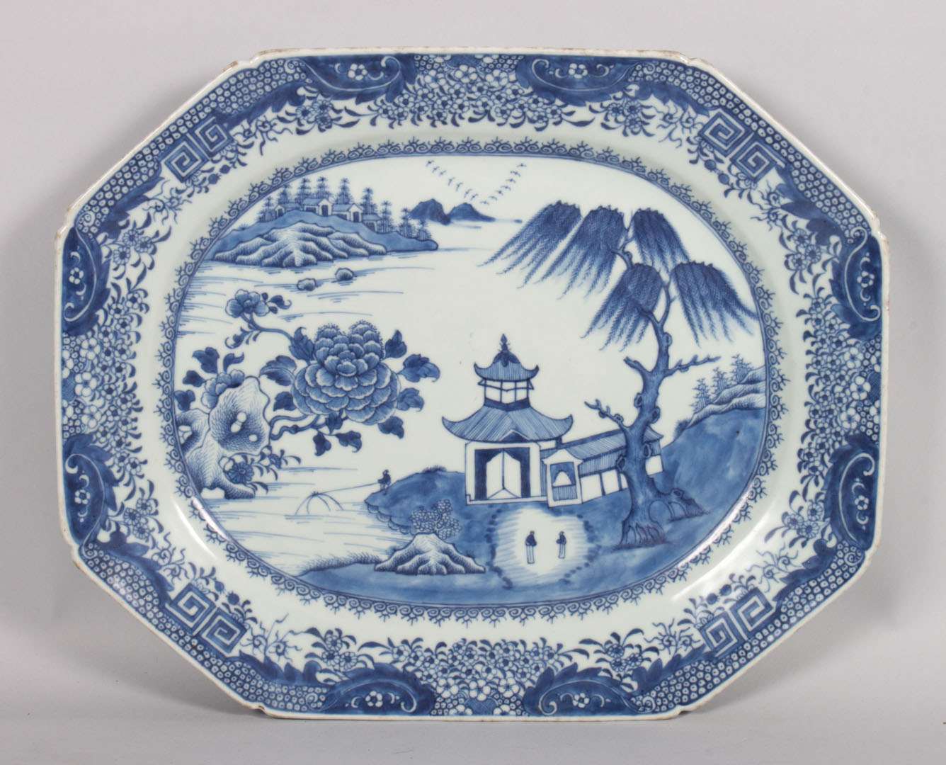 Appraisal: Chinese Export Nanking porcelain platter circa river scene decoration in