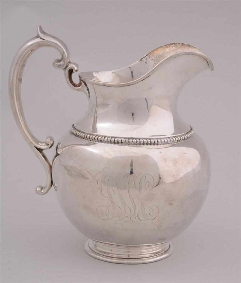 Appraisal: WM B DURGIN CO MONOGRAMMED SILVER PINT WATER PITCHER Retailed