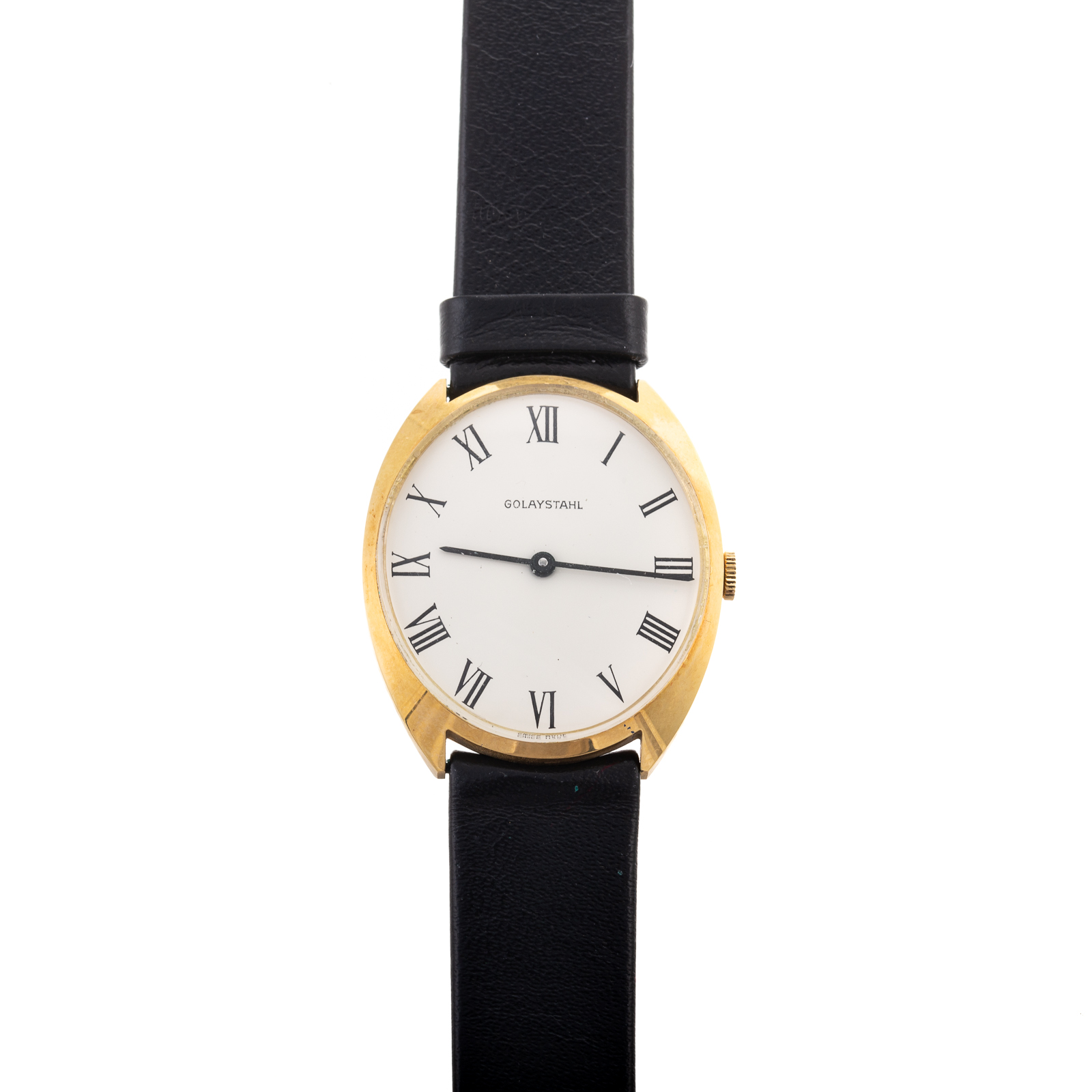 Appraisal: AN K YELLOW GOLD GOLAYSTAHL WITH LEATHER STRAP K yellow