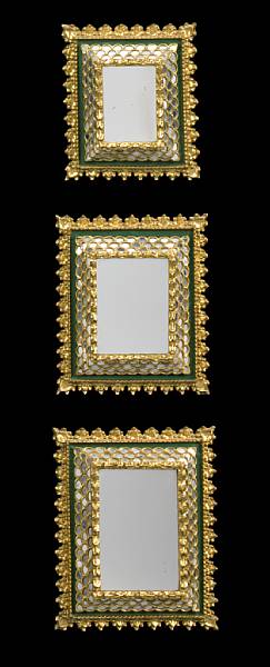 Appraisal: A set of three Italian Baroque style graduated giltwood mirrors