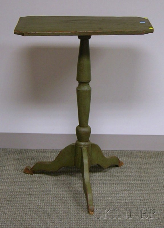 Appraisal: Rustic Green-painted Wooden Candlestand