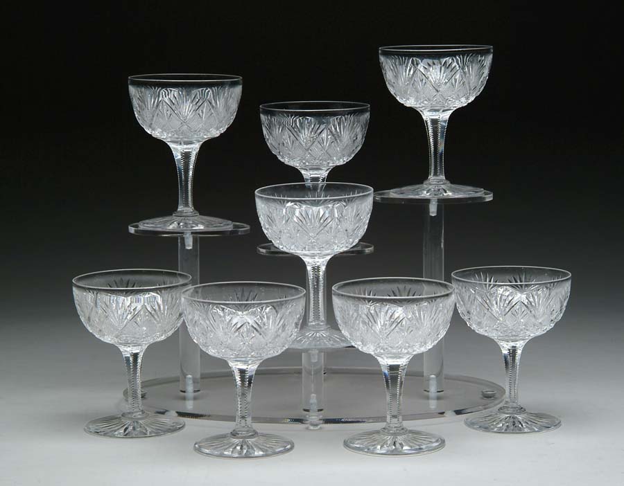 Appraisal: EIGHT CUT GLASS CHAMPAGNES Lot consists of eight beautiful champagnes