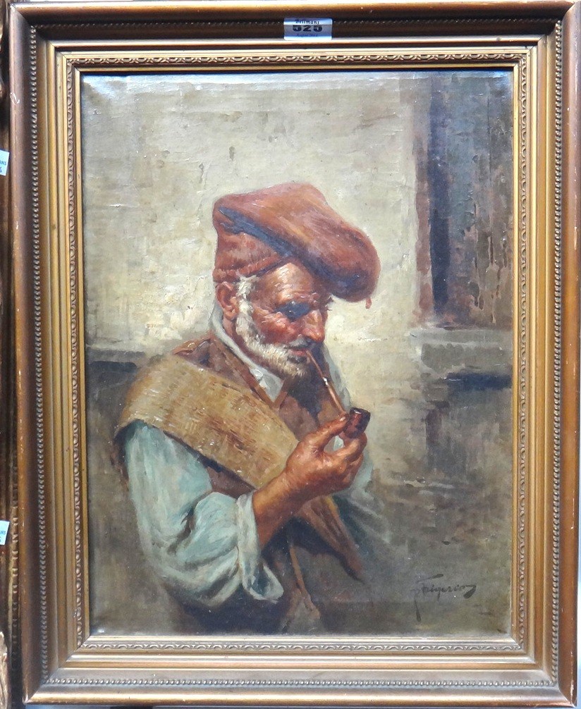 Appraisal: Raffaele Frigerio - Italian peasant oil on canvas signed cm