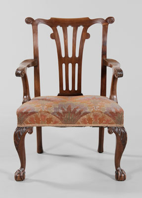 Appraisal: Chippendale Style Mahogany Armchair British late th early th century