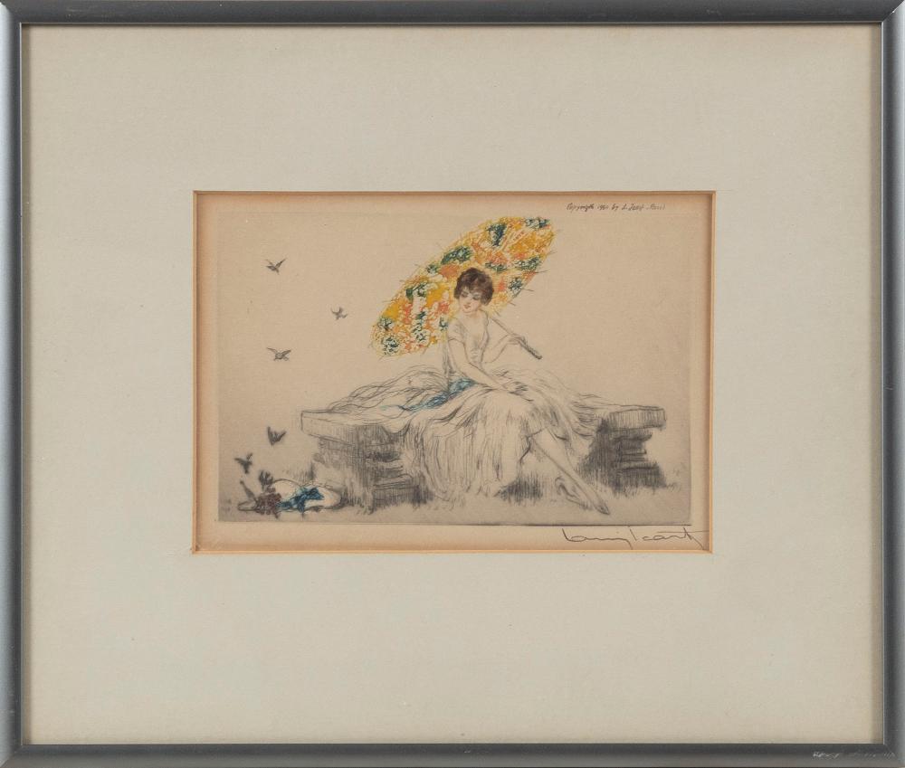 Appraisal: LOUIS ICART NEW YORK FRANCE - THE PARASOL COLOR ETCHING