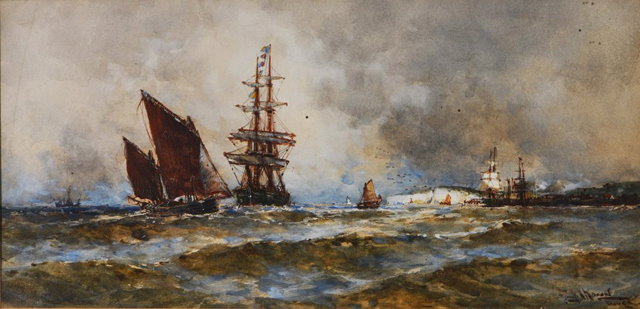 Appraisal: Frank Henry Mason British - Dover showing boats sailing off