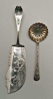 Appraisal: Tiffany sterling flatware fish server openwork blade with fish pattern