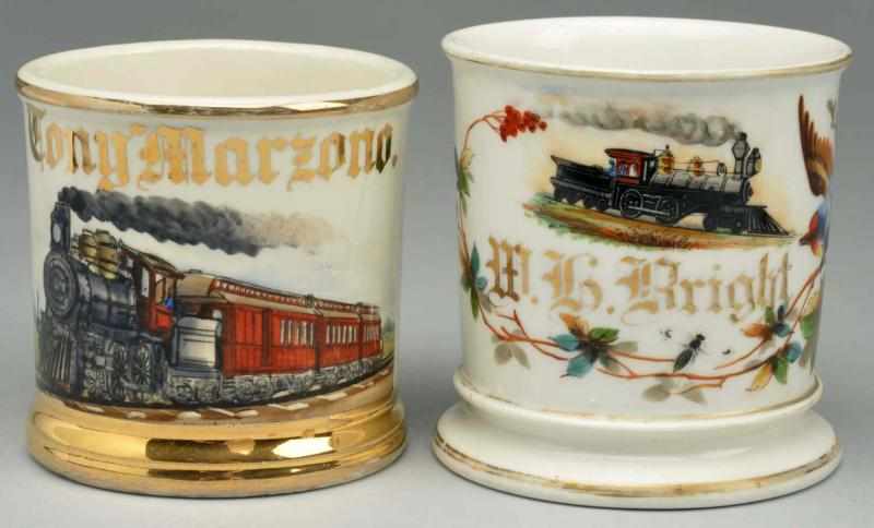 Appraisal: Lot of Train Shaving Mugs Includes one gilded Tony Marzono