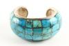 Appraisal: BRACELET - A turquoise and sterling cuff bracelet A wide